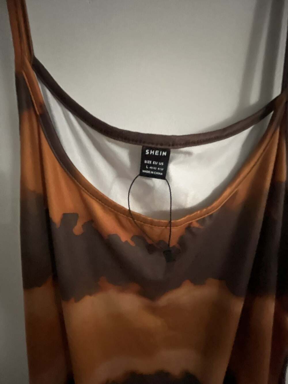 SHEIN Soleia Gradient Brown Slip Midi Dress